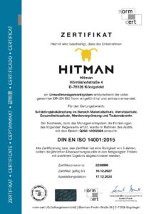 Zertifikat norm cert 14001 - Urkunde